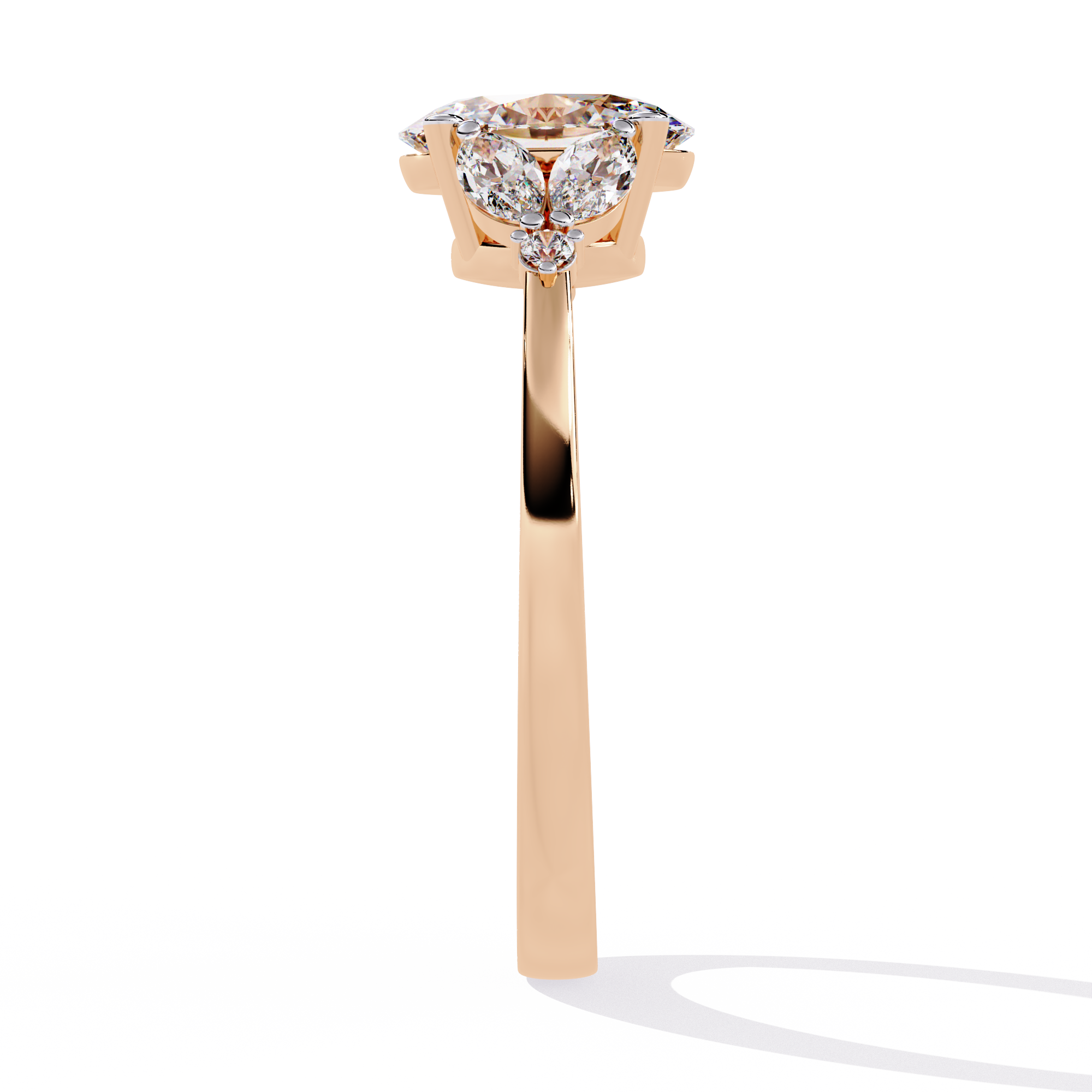 Solitairekart – 1.37 CT Oval Three-Stone Lab Diamond Ring | 14K Yellow Gold